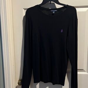 Ralph Lauren Black Long Sleeve Top with Purple Logo